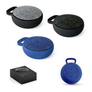 ECCLUS. Caixa de som em ABS e tecido em poliéster com microfone e autonomia de 3h