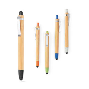 BENJAMIN. Esferográfica em bambu com ponteira touch