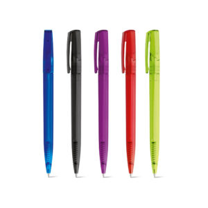 SALLY FROST. Esferográfica em ABS com acabamento translúcido e escrita em preto