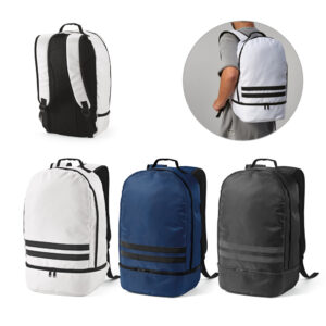 MANCHESTER. Mochila em poliéster reciclado 290T e sarja com compartimento para sapatos 25 L