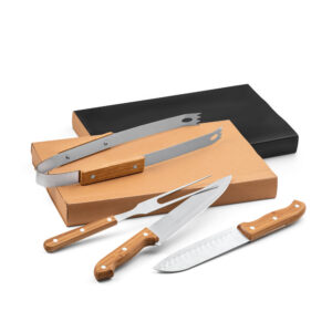 Kit churrasco em caixa kraft com 4 peças